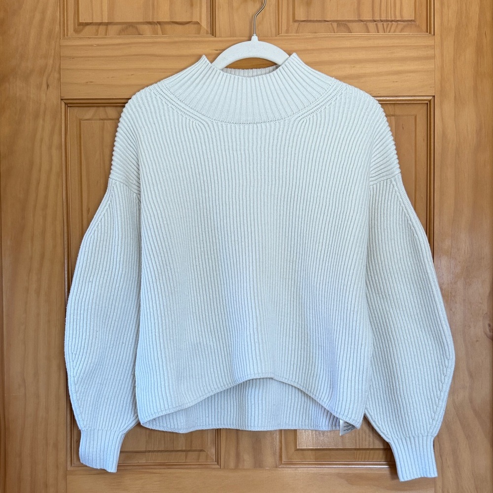 Anthropologie Cream Ribbed Turtleneck Sweater